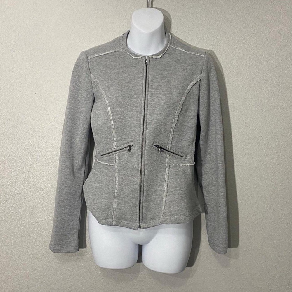 Mossimo Grey Flutter Raw Hem Zip Up Casual Jacket Size XSmall/TP